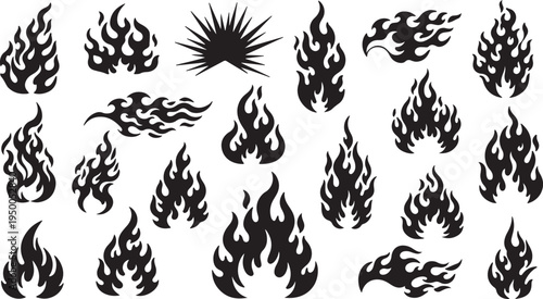 Tribal Fire Abstract Flames for Hotrod Car and Tattoo Design