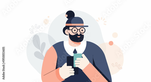 Man with bun, beard, glasses holds a lit candle