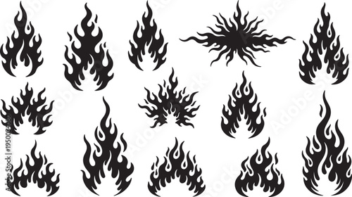Tribal Fire Abstract Flames for Hotrod Car and Tattoo Design
