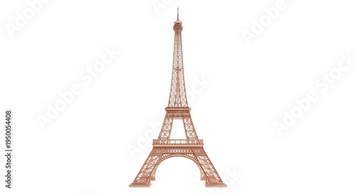 Obraz na plátne Metallic rose gold Eiffel Tower model on white background