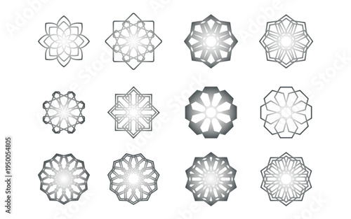 銀色風の幾何学系のワンポイント。マーク。