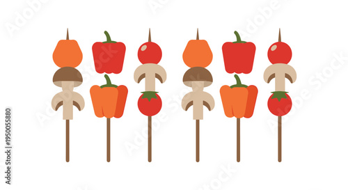 Veggie Skewer Line art vector clean modern abstract illustration