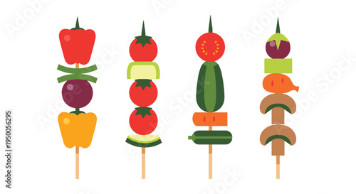 Veggie Skewer Line art vector minimal clean abstract illustration