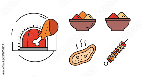 Tandoori Masala Line art abstract minimal color vector