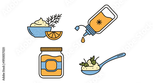 Tartar Sauce Line art vector dynamic abstract vibrant color