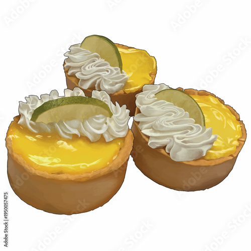 Lemon Curd Tartlet With Cream And Lemon Slice