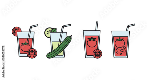 Tomato Cucumber Juice Line art clean modern artistic abstract illustration