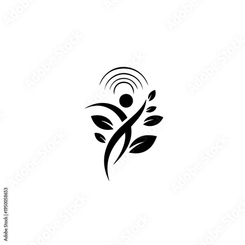 Dynamic human form with organic elements, representing growth and vitality