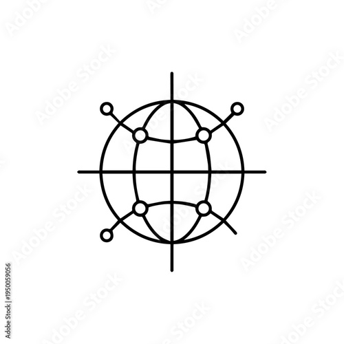 Global network connection and worldwide communication line icon