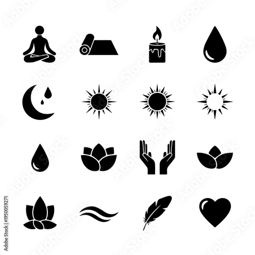 Serene Wellness and Nature Icons Holistic Lifestyle Vector Collection