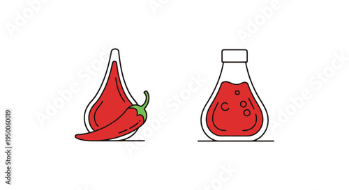 Thai Sweet Chili Sauce Line minimal abstract theme illustration
