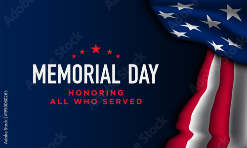 USA Memorial Day celebrate card with United States national flag.