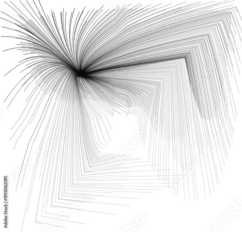 Abstract lines converge and diverge creating a dynamic geometric composition