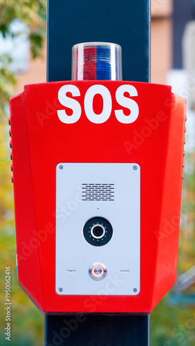 Emergency call box installed in a public area for safety and assistance needs