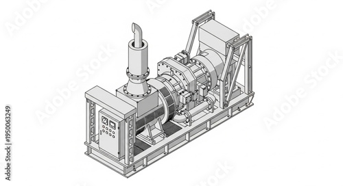 Industrial Generator Unit Technical Drawing.