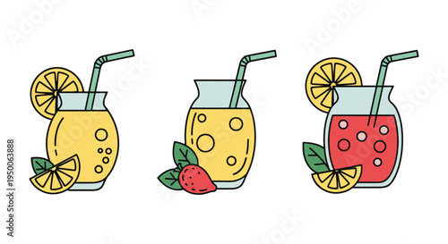 Tropical Virgin Lemonade Line clean smooth abstract tone illustration