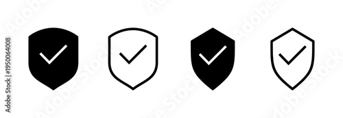 Shield check mark icon vector illustration. Protection approve sign. Insurance icon