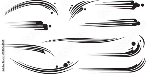 Black Airflow Arrows for HVAC Heat and Cold Wave Circulation
