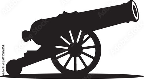 Cannon Silhouette Firing Black Isolated