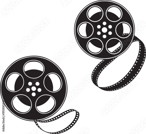 Film Reels on White Background