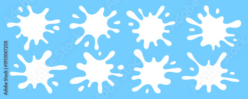Set of different milk splash vector elements