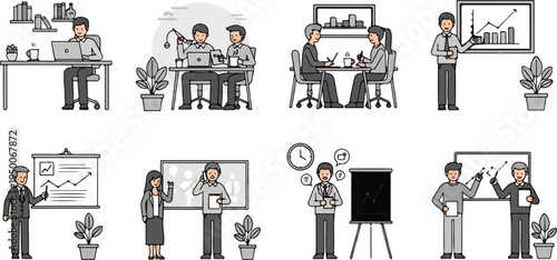 Business people in various office and meeting scenarios (2)
