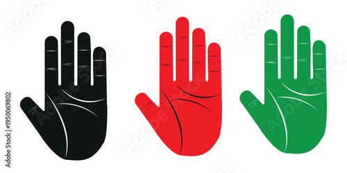 illustration hand sign with black, red, and green colors. and also with a white background. It can be used on the road and in any other place.
