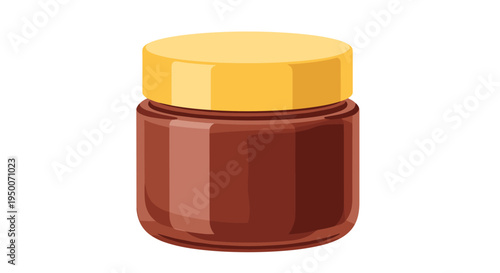 Single brown glass cosmetic or food jar with a metallic gold screw-on lid isolated against a clean white background for mockups.
