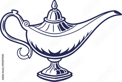 Vintage Oil Lamp on White Background