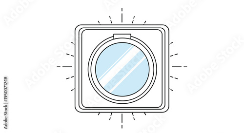 Simple square icon containing a central circle with radiating lines around the outer edge representing a lens or light source.