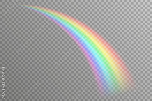 Bright rainbow receding into the distance with transparent effect isolated. Vector