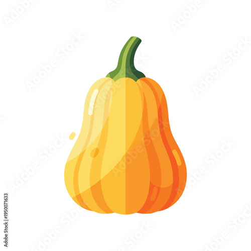 Yellow Gourd Vegetable with Green Stem.