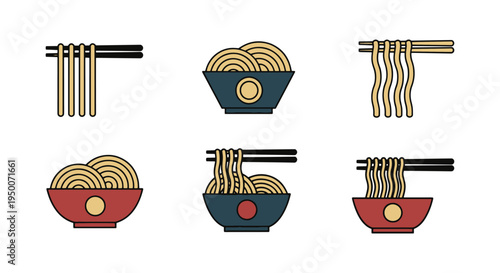 Udon Noodles Line art vector modern artistic abstract