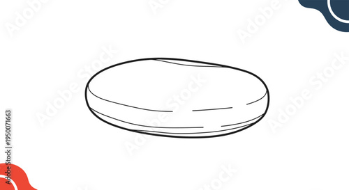 White oval bar of soap or smooth stone illustration with colorful decorative corners for spa and personal hygiene concepts.