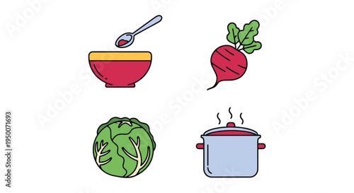 Ukrainian Borscht Line art creative soft abstract color vector