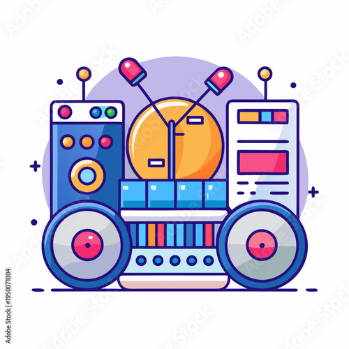 Robot DJ playing electronic music at a lively event