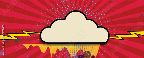 Cloud retro concept technology background and network data flow