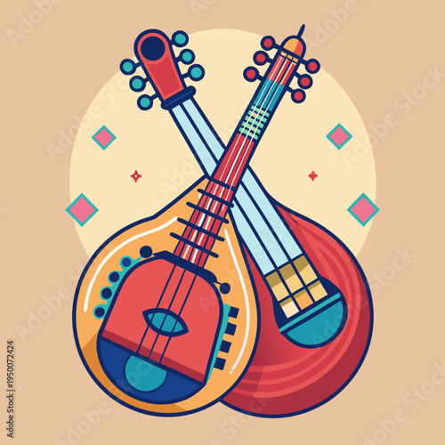 Two Traditional Lute Instruments Crossed