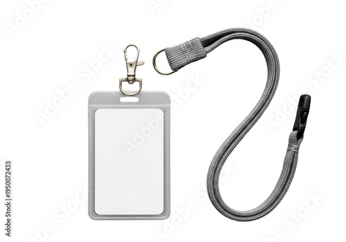 Blank id card with lanyard isolated on transparent background