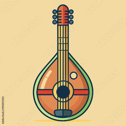 Vector Illustration of a Traditional Bouzouki Instrument