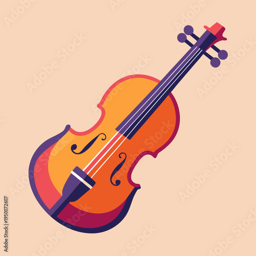 Vibrant Violin Illustration Isolated on Soft Background