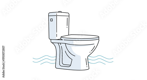 White ceramic toilet bowl with water tank and lid isolated on white background for plumbing and bathroom interior design needs.