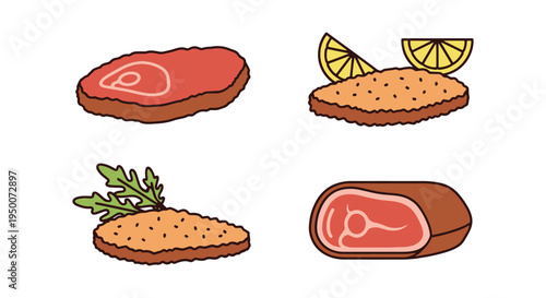 Veal Milanese Line art vector clean fresh abstract illustration