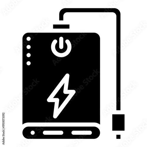 power bank. This is a vector single icon with a solid style. It is suitable for various purposes, including website design, mobile app design, and logo design.