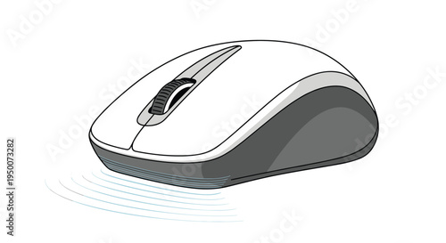 Wireless computer mouse with a scroll wheel and ergonomic design isolated on white background for office work and gaming peripherals.