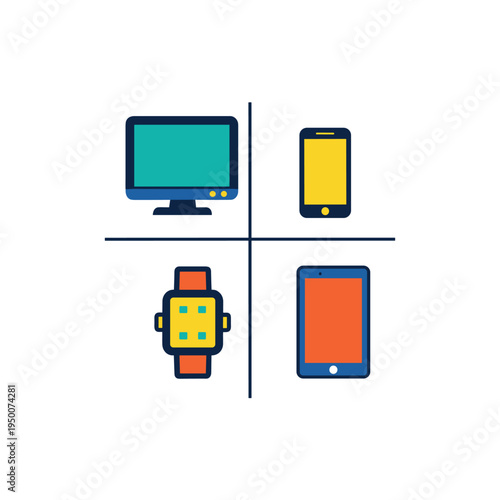 Diverse Electronic Devices Displayed in a Grid Pattern.