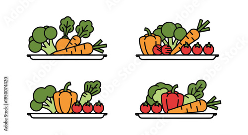Vegetable Platter Line art soft elegant abstract illustration
