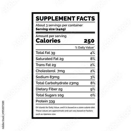supplement facts label editable template
