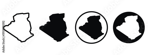 Algeria map solid and outline icon
