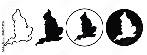 England map sign symbol icon set